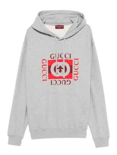 Gucci Logo-print Cotton Hoodie In Gray