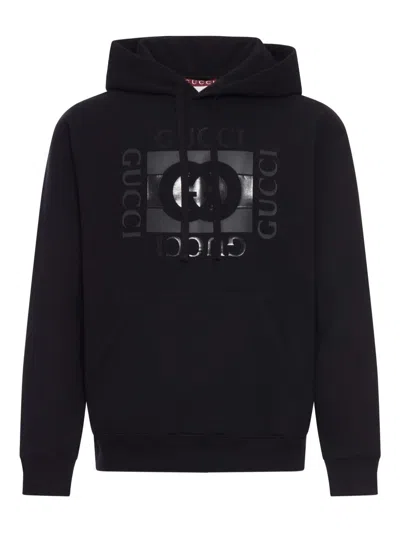 Gucci Logo Cotton Hoodie In Black