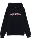 Gucci Men Blue Hoodie With Drawstring Hood And Logo Print On The Front In Jersey Man In Blue