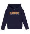Gucci Logo Cotton Hoodie In Blue