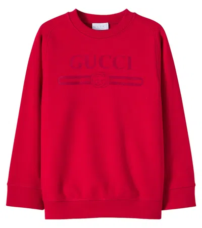 Gucci Kids' Logo Cotton Jersey Sweatshirt In Red