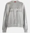 Gucci Laminated Jersey Sweatshirt With Logo In Silver