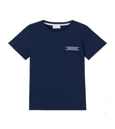 Gucci Kids' Logo Cotton Jersey T-shirt In Blue
