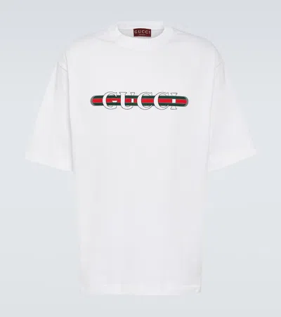 Gucci Logo棉质针织t恤 In White