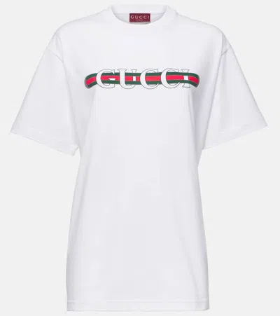 Gucci Ancora G Loved棉质平纹针织t恤 In White