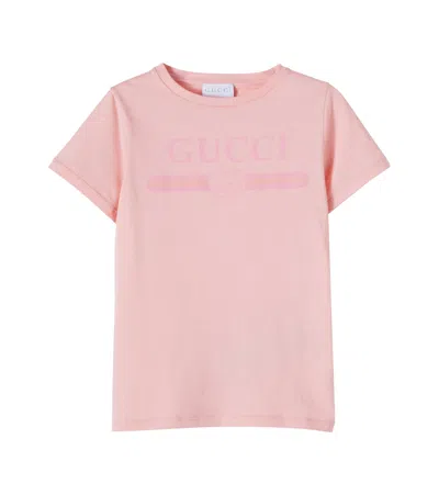 Gucci Kids' Logo Cotton Jersey T-shirt In Pink