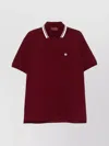 Gucci Bordeaux Polo Shirt With Striped Motif On The Collar And Double G Embroidery On The Front In C