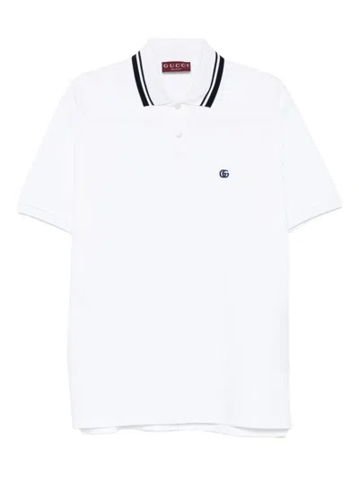 Gucci Logo Cotton Polo Shirt In White