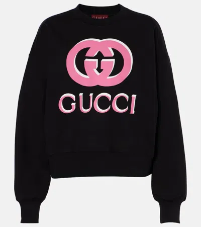 Gucci Women's Logo Detail Cotton Sweatshirt In Black