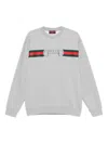 Gucci Men Grey Crewneck Sweatshirt With Logo Detail On The Front In Cotton Man In Gray