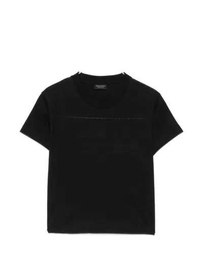 Gucci Logo Cotton T Shirt In Black