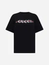 Gucci New 70s Cotton T-shirt In Black,multicolor