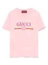 Gucci Printed Logo T-shirt In Pink