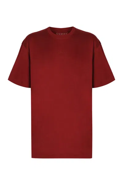 Gucci Logo Cotton T-shirt In Red