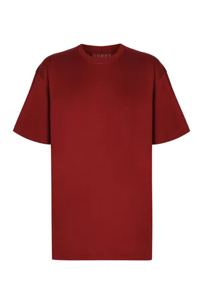 Gucci Logo Cotton T-shirt In Brown