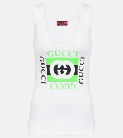 Gucci Logo Cotton Tank Top In Weiss