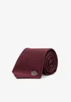 Gucci Logo Crest Jacquard Silk Tie In Red