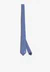 Gucci Crest Detail Silk Jacquard Tie In Blue