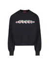 Gucci Print Felted Cotton Jersey Sweatshirt In Black
