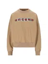 Gucci Caramel-coloured Sweatshirt With Printed Logo In Brown