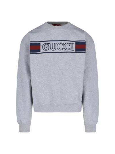 GUCCI GUCCI LOGO CREWNECK SWEATSHIRT – GREY