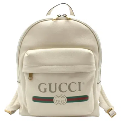 Pre-owned Gucci Logo Cripto Print Leather Ivory 100% Authentic W/ Box! Unisex Backpack In White