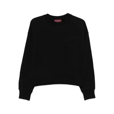 Gucci Cotton Jersey Sweatshirt With Embroidery In Black