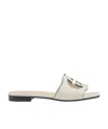 Gucci Logo-cut Out Leather Sandals In White