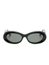 Gucci Logo-debossed Oval-frame Sunglasses In Black