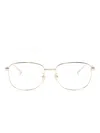 Gucci Logo-debossed Rectangle-frame Glasses In Gold
