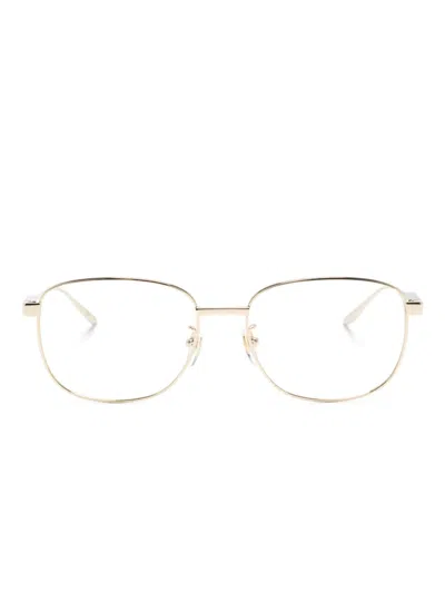 Gucci Logo-debossed Rectangle-frame Glasses In Gold
