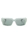Gucci Logo-debossed Rectangle-frame Sunglasses In Green