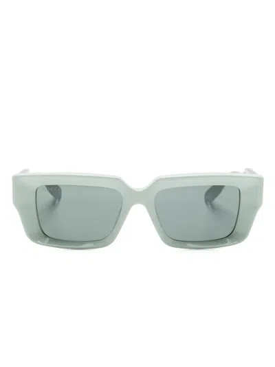 Gucci Logo-debossed Rectangle-frame Sunglasses In Green