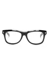 Gucci Logo-debossed Square-frame Glasses In Black