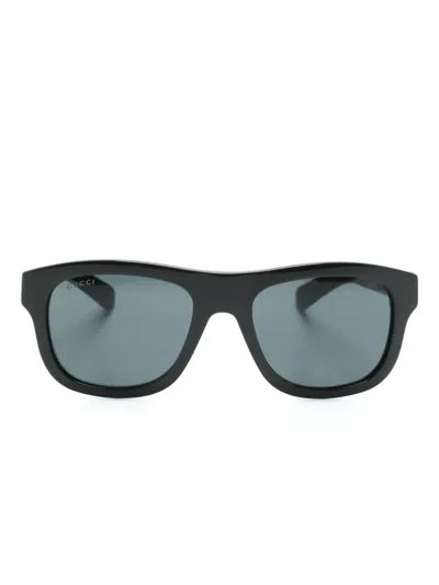 Gucci Logo-debossed Wayfarer-frame Sunglasses In Green