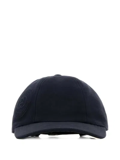 Gucci Cotton Baseball Cap Curved Brim Design In Blue