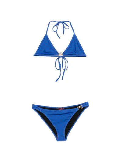 Gucci Logo Detail Bikini In Blue