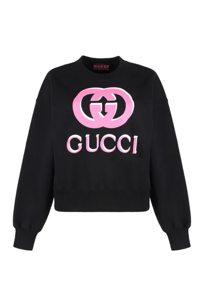 GUCCI GUCCI LOGO DETAIL COTTON SWEATSHIRT