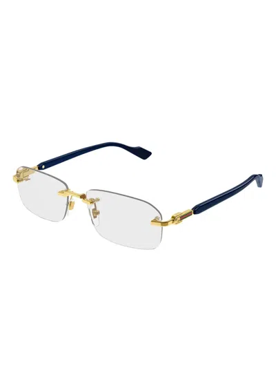 Gucci Logo-detail Glasses In Gold