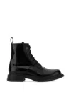 Gucci Leather Ankle Boots Chunky Sole Pull Tab