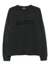 Gucci Logo-detail Ribbed Sweater In Gray