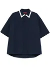 Gucci Navy Blue Poplin Oversize Shirt In Blue