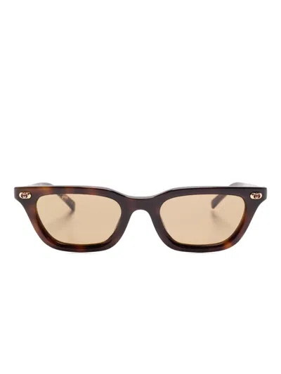 Gucci Logo-detail Sunglasses In Brown