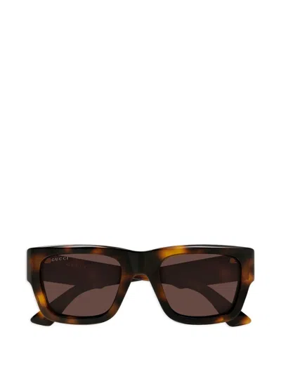 Gucci Logo-detail Sunglasses In Brown