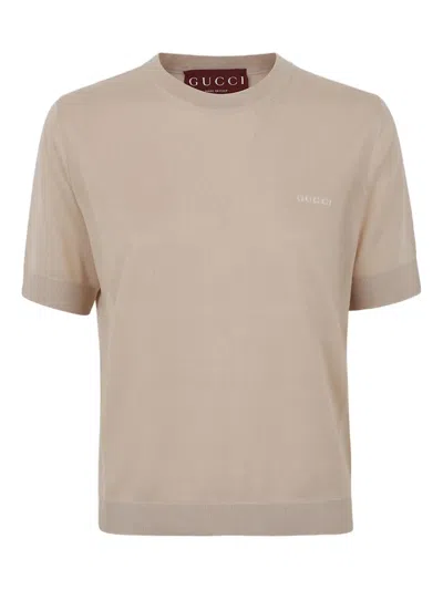 Gucci Logo-detail Top In Neutral