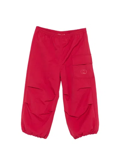 Gucci Babies' Logo-detail Tracksuit Bottoms In Red