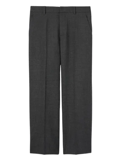Gucci Logo-detail Wool Trousers In Gray