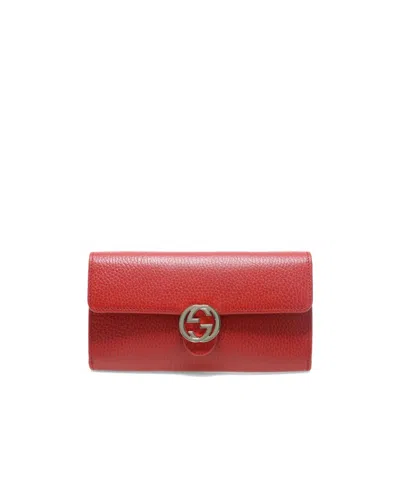 Gucci Logo Details Long Wallet In Red