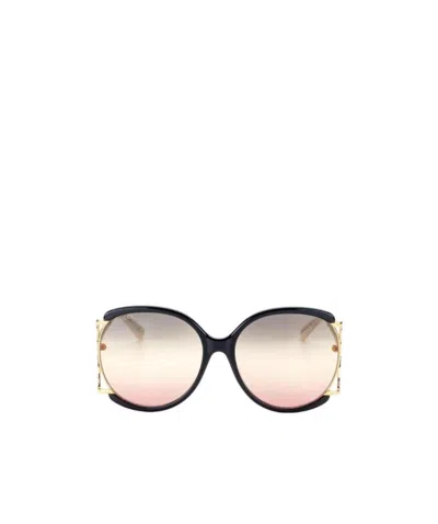 Gucci Logo Details Sunglasses In Nude