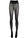 Gucci Logo Diamond-embellished Tights In Black